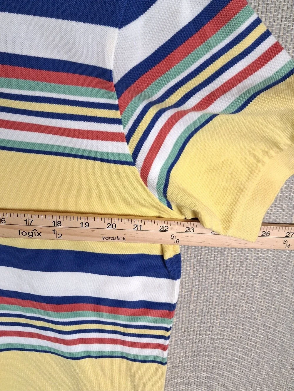 Polo Ralph Lauren Classic Fit Multi-Color Striped Mesh Polo Shirt Yellow Multi L